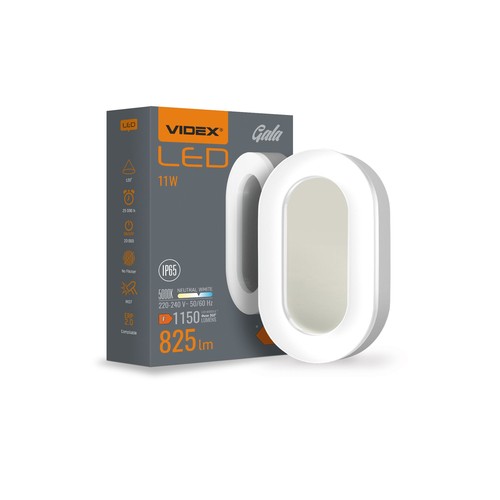 Oval LED vegglampe - 11W, IP65, IK07, 5000K, hvit