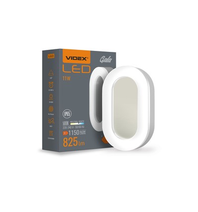 11W Oval sensor vegglampe - PIR sensor, 5000K, IP65, 825lm