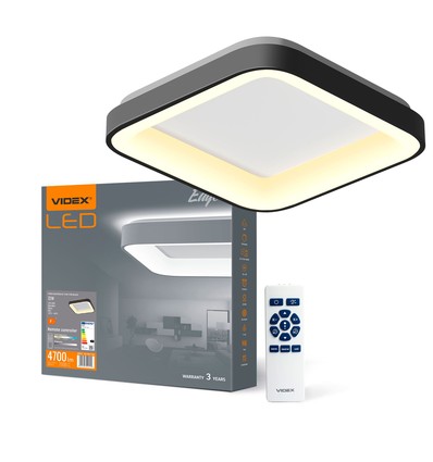 72W dæmpbar LED taklampe - 45x45cm, 2700-6000K, sort kant, inkl. fjernkontroll, IP20 innendørs