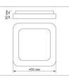 72W dæmpbar LED taklampe - 45x45cm, 2700-6000K, sort kant, inkl. fjernkontroll, IP20 innendørs