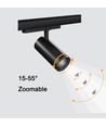 30W 3-faset RA92 Zoom justerbar CCT skinnespot - 100lm/W, Sort, Justerbar CCT + lysstyrke + spredning