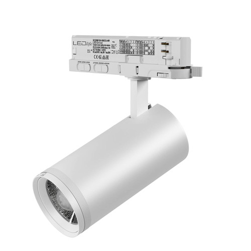 LEDlife Zoom justerbar skinnespot 30W - Justerbar CCT + lysstyrke + spredning, Hvit, RA92, 3000lm, 3-faset