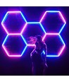 5 stk. Hexagon RGBIC komplett sett 80W - Inkl. bluetooth-kontroller og strømforsyning