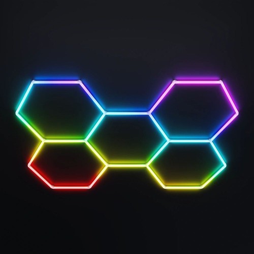 Hexagon RGBIC 5 felt komplett sett - 80W. inkludert Bluetooth-kontroller og strømforsyning