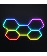 5 stk. Hexagon RGBIC komplett sett 80W - Inkl. bluetooth-kontroller og strømforsyning