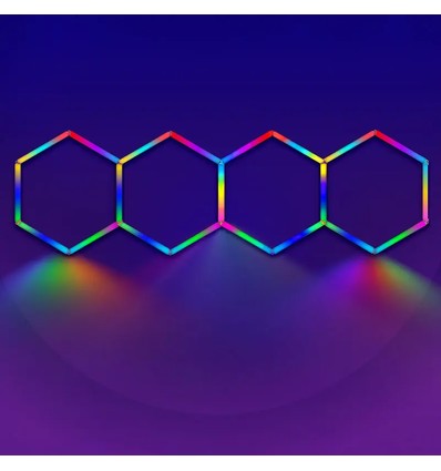 Hexagon RGBIC 4 felt komplett sett - 70W. inkludert Bluetooth-kontroller og strømforsyning