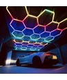 Hexagon RGBIC 4 felt komplett sett - 64W. inkludert bluetooth-kontroller og strømforsyning
