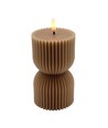 LED timeglasslys 13,5cm, flammeeffekt, brun - Ø7,5cm, timer
