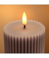 LED Timeglass lys 23cm høy, flammeeffekt, grå - Ø7,5cm, 23cm høy, fungerer med fjernkontroll, timer, ekte stearin