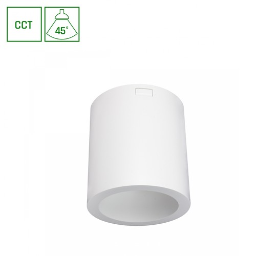 Chloe overflatemontert 7W - CCT, 230V, 45°, IP20, UGR19, Ø90x100mm, hvit, rund