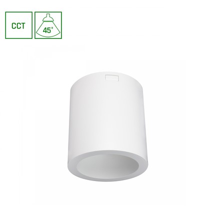 Chloe overflatemontert 7W - CCT, 230V, 45°, IP20, UGR19, Ø90x100mm, hvit, rund