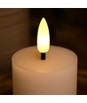 LED Blokklys 10cm høy, flammeeffekt, hvit - Ø5cm, 10cm høy, fungerer m. fjernkontroll, ekte stearin