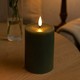 LED blokklys 10cm, smelte-look, flammeeffekt - Ø7,5cm, grønn