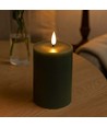 LED blokklys 10cm, smelte-look, flammeeffekt - Ø7,5cm, grønn