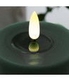 LED Blokklys 10cm høy, smelte-utseende, flammeeffekt - Ø7,5cm, 10cm høy, fungerer m. fjernkontroll, ekte stearin, Dyp grønn