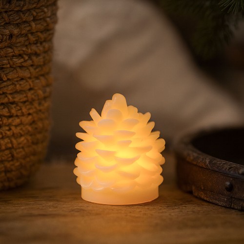 LED kongle lys, blinkende flammeeffekt, hvit - på og av, høyde 8cm, Ø6cm