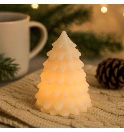 LED Juletrelys, blinkende flammeeffekt, hvit - Høyde 9,5cm, Ø7cm, ekte stearin