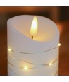 LED-kubbelys 3-pk med lyslenke, flammeeffekt - Ø7,5cm, 10/12,5/15cm, fjernkontroll, timer, ekte voks