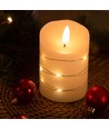 LED blokklys med lyskjede, 10cm, flammeeffekt - Ø7,5cm