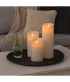 LED blokklys XL, 3 stk, Ø10cm, 17,5/22,5/30cm, bevegelig flamme, hvit