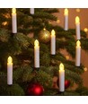 10-pakning LED julelys inkl. fjernkontroll - Batteri, tidsurfunksjon, trådløs, holder til juletre