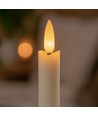 3-pakning hvite LED stearinlys, flammeeffekt - Ø2,2cm, Høyde: 24,5cm, kronelys, inkl. fjernkontroll, timer