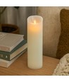 LED XL Blokklys 30cm høy, flammeeffekt, hvit - Ø10cm, 30cm høy, virker m. fjernkontroll, timer, ekte stearin