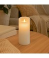 LED XL Blokklys 22,5cm høy, flammeeffekt, hvit - Ø10cm, 22,5cm høy, fungerer m. fjernkontroll, timer, ekte stearin