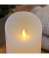 LED XL Blokklys 30cm høy, flammeeffekt, hvit - Ø10cm, 30cm høy, virker m. fjernkontroll, timer, ekte stearin