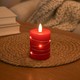 LED blokklys med lyskjede, 10cm, flammeeffekt - Ø7,5cm, rød