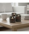 LED Blokklys, 3 stk, bevegelig flamme, svart - Inkl. fjernkontroll og timer, 10/12,5/15cm høy, Ø10cm, ekte stearin