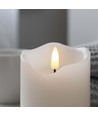 LED Blokklys 12,5cm høy, flammeeffekt, hvit - Ø7,5cm, 12,5cm høy, fungerer med fjernkontroll, timer, ekte stearin