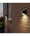 2x Solcelle vegglampe LED - Sort, flott veggeffekt, utendørs