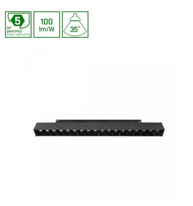 303x23x42mm Shift skinnearmatur 17W - Grid M, 35°, svart, 2 kretser