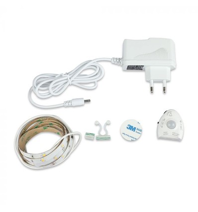 1,2m sengelys-sett 3W LED til enkeltseng - 12V DC, 4000K, inkl. bevegelsessensor