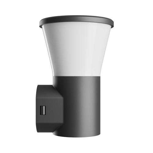 Stella vegglampe 6W GU10 - rund, CCT, 230V, 270°, IP44, IK08, 155x160x230mm, svart, rund fasadelampe