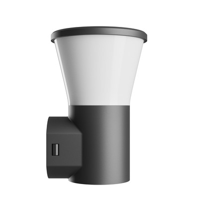 Stella vegglampe 6W GU10 - rund, CCT, 230V, 270°, IP44, IK08, 155x160x230mm, svart, rund fasadelampe