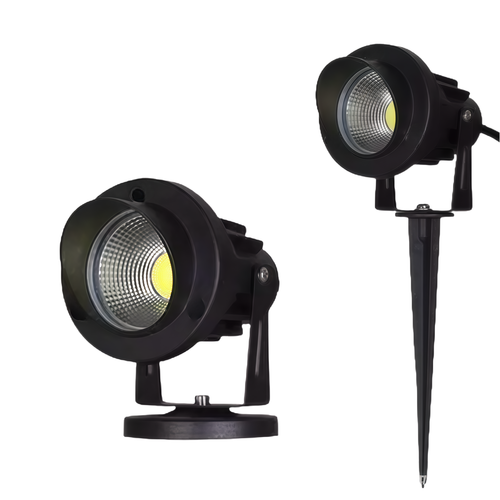 6W LED hage lampe - Svart, med spyd, IP65, 12-24V