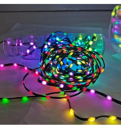 5m RGBIC LED-lyslenke - 5V USB, 50 LED, grønn ledning, fjernkontroll + bluetooth