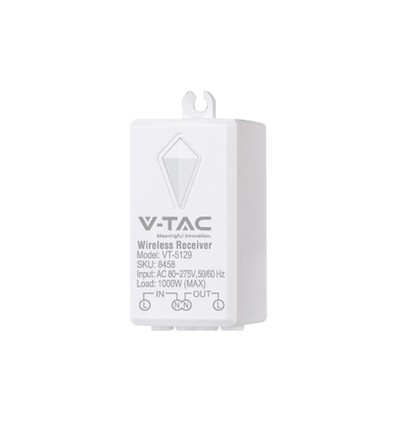 RF/WiFi mottaker for trådløse brytere - 1000W, rekkevidde opptil 500m, hvit, PC plast