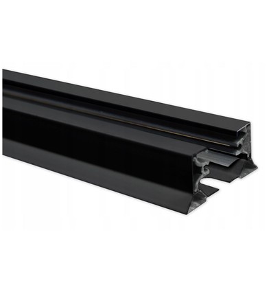 1 meter skinne til skinnespots - Sort, 1-faset, 1F2W, komplett med tilkobling og endestykke