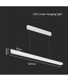 Vt-7-35 LED lampe 36W - lineær hengende opphengt, Samsung, diffusorplate type 3i1 hvit