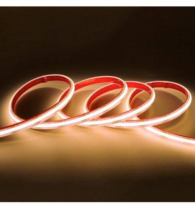 5m 10W/m Vanntett COB CCT LED-strip RA90 - 24V DC, IP68, 576 LED pr. meter