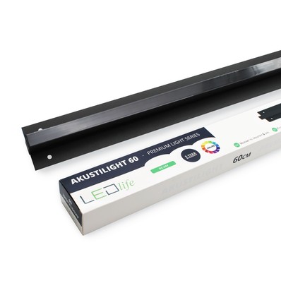 LED sort Troldtekt-skinne 60 cm - 30W, Akustilight, innfelt, 24V