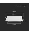 18W Ø22cm LED innfellingspanel - Hull: Ø20,5 cm, Mål: Ø22 cm, Backlit, Rund