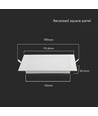 12W 17x17cm LED innfellingspanel - Firkantet, 1200lm, Hull: 15,5 x 15,5 cm, Mål: 17,1 x 17,1 cm