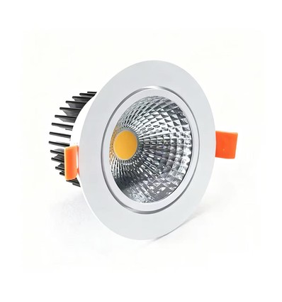 3W Ø8,5cm Downlight dimbar - 12V/24V, hull: Ø7,5 cm, mål: Ø8,5 cm, hvit kant