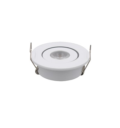 1W downlight hvit - Hull: Ø4,2 cm, Mål: Ø5,2 cm, 2,2 cm høy, dimbar, 12V/24V
