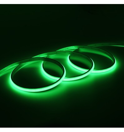 5m 9W/m Grønn Dot-free COB-LED-strip - 24V DC, IP67, 240 LED pr. meter, 5 års garanti