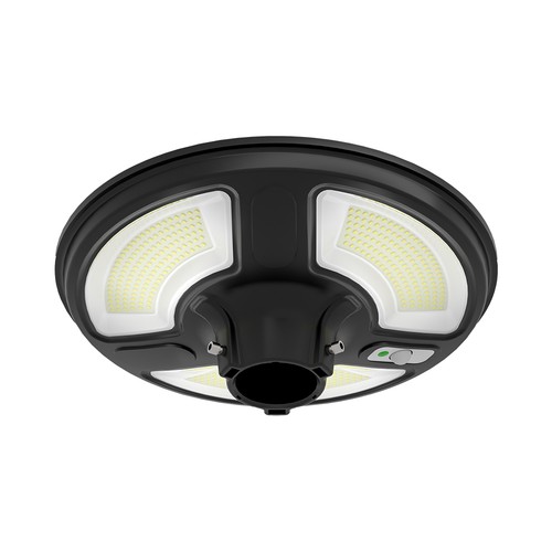 10W Solara LED hagelampe med sensor - IP65, 1500lm, sort, rund, inkl. fjernkontroll og timer